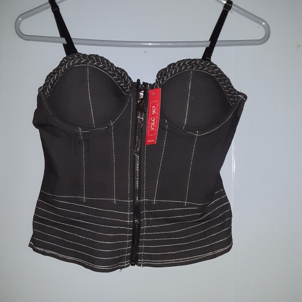 Oh yes Corcet Halter Black front Zip